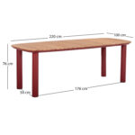 DINING TABLE SERIES EUTOPIA SM6203.05 RED ALUMINUM-TEAK WOOD 220x100x75Hcm. - Image 2