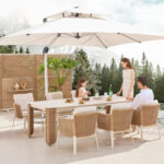 ALUMINUM DINING TABLE SERIES DESTINY SM6318 IVORY FRAME-WICKER-SINTERED STONE TOP 240x110x75Hcm. - Image 2