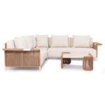 OUTDOOR LOUNGE SET 2PCS AURORA SM6319 IVORY ALUMINUM-BEIGE TWISTED WICKER-SINTERED STONE - Image 2