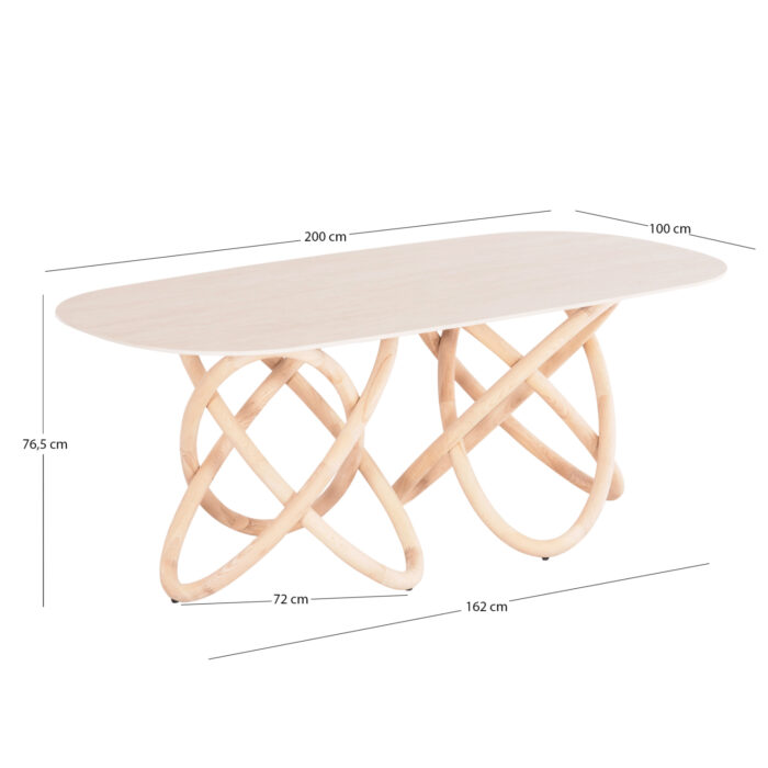 Dining Table Orbiter SM18093.02 Ceramic Top in Ecru color-Ashwood Legs in Natural color 200x100x76.5Hcm. - Image 2