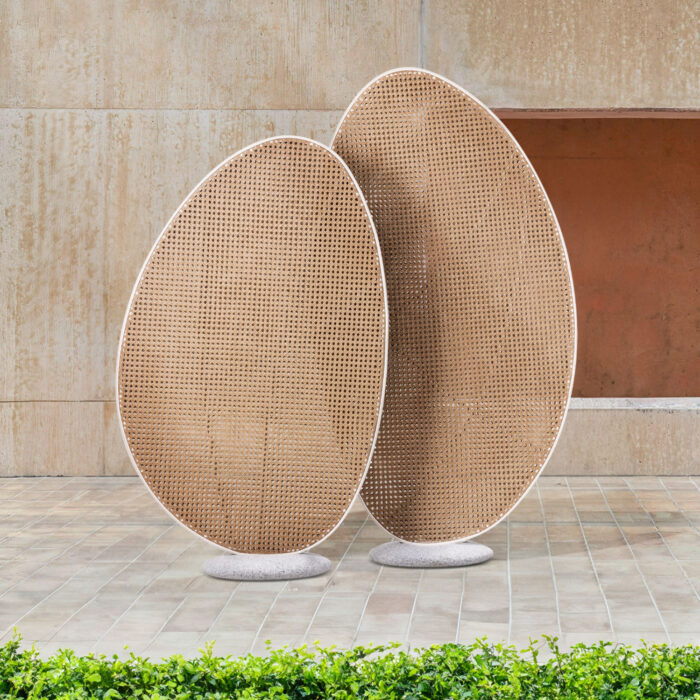 ALUMINUM SCREEN DIVIDER KOMORABI (L) SM6180.01 IVORY COLOR FRAME-WICKER IN BEIGE 110x33x199Hcm. - Image 2