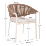 ALUMINUM DINING CHAIR STELLAR SM6320 IVORY FRAME & CUSHION-NATURAL ROPE 64,5x60x78,5Hcm - Image 2