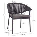 ALUMINUM DINING CHAIR STELLAR SM6320.02 ANTHRACITE FRAME & CUSHION-NATURAL ROPE 64,5x60x78,5Hcm - Image 2