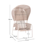 ALUMINUM ARMCHAIR STUNNER SM6323 IVORY FRAME & CUSHIONS WITH BEIGE STRAP ROPE 95x106x165Hcm. - Image 2