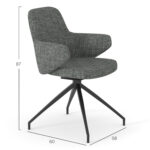 Swiveling Dining Chair Dominion SM18104.02 Light Grey fabric-Metal legs in Black 58x60x87Hcm. - Image 2