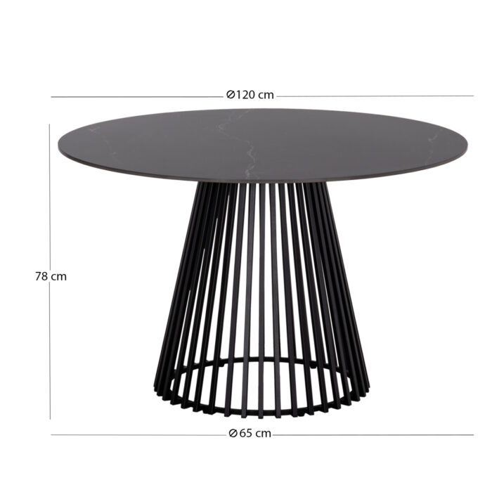 DINING TABLE ROUND MEMNON SM18099 CERAMIC TOP-METAL BLACK BASE Φ120x76Hcm. - Image 2