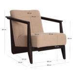 ARMCHAIR CYNTHIA SM9966 MAHOGANY WOOD IN BLACK-CREAM WHITE CUSHIONS 65x75x60Hcm. - Image 2