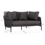 DAYBED SERIES POLARIS SM6215.01 ALUMINUM-STRAP ROPE & OLEFIN IN ANTHRACITE 164x144x84Hcm. - Image 2