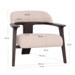 ARMCHAIR LOUNGE TRIAD SM9968 TEAK WOOD IN BLACK-CREAM WHITE FABRIC 80,5x74x66,5Hcm. - Image 2