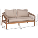 OUTDOOR 2-SEATER SOFA SERIES OASIS SM6225 ACACIA WOOD-ALUMINUM & ROPE IN BEIGE 156x82x73Hcm. - Image 2