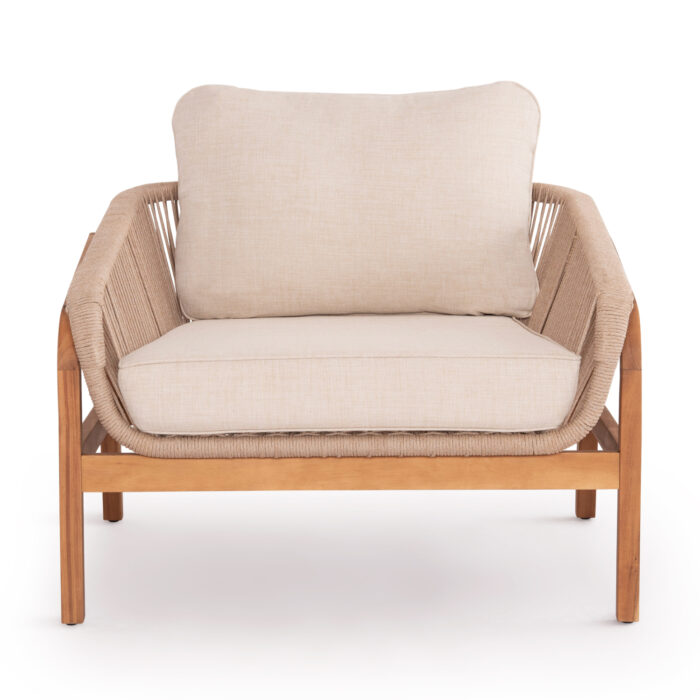 OUTDOOR LOUNGE ARMCHAIR OASIS SM6226 ACACIA WOOD-ALUMINUM & ROPE BEIGE 92x80x71.5-82Hcm. - Image 2