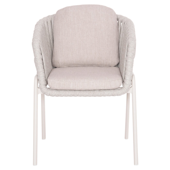 DINING ARMCHAIR EOS SM6212.02 CREAM WHITE ALUMINUM-BEIGE STRAPS & OLEFIN FABRIC 65x62x80Hcm. - Image 3