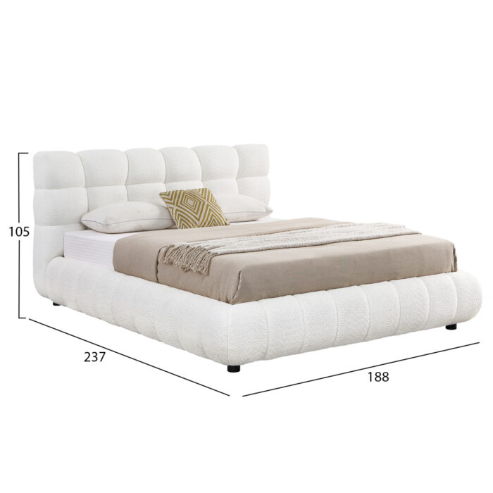 ΚΡΕΒΑΤΙ ΔΙΠΛΟ ΜΕ ΑΠΟΘ.ΧΩΡΟ BUBBLE SM725.02 ΛΕΥΚΟ CHENILLE ΥΦΑΣΜΑ--ΣΤΡΩΜΑ 160x200εκ - Image 3