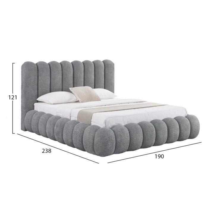 ΚΡΕΒΑΤΙ ΔΙΠΛΟ ΜΕ ΑΠΟΘ.ΧΩΡΟ BUBBLE SM727.01 ΓΚΡΙ CHENILLE ΥΦΑΣΜΑ--ΣΤΡΩΜΑ 160x200εκ - Image 3