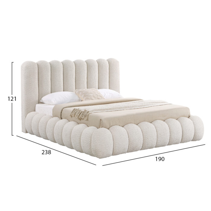 ΚΡΕΒΑΤΙ ΔΙΠΛΟ ΜΕ ΑΠΟΘ.ΧΩΡΟ BUBBLE SM727.03 ΜΠΕΖ CHENILLE ΥΦΑΣΜΑ--ΣΤΡΩΜΑ 160x200εκ - Image 3
