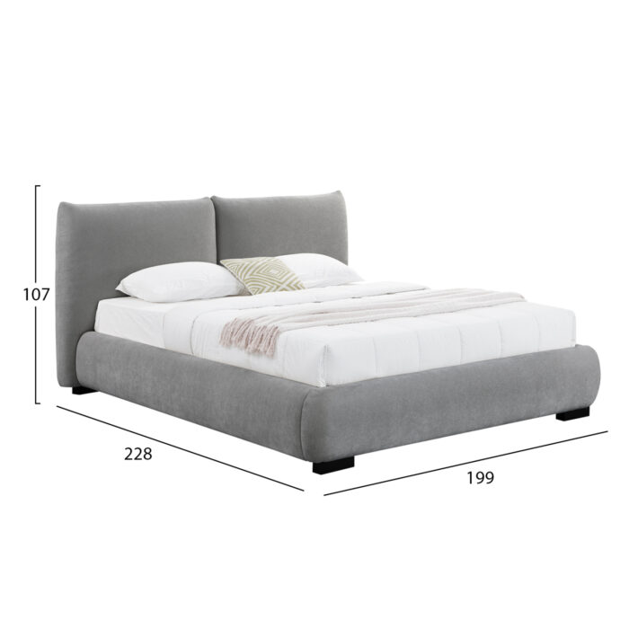 ΚΡΕΒΑΤΙ ΔΙΠΛΟ ΜΕ ΑΠΟΘ.ΧΩΡΟ NUVIA SM728.01 ΓΚΡΙ FAUX FUR ΥΦΑΣΜΑ--ΣΤΡΩΜΑ 160x200εκ - Image 3