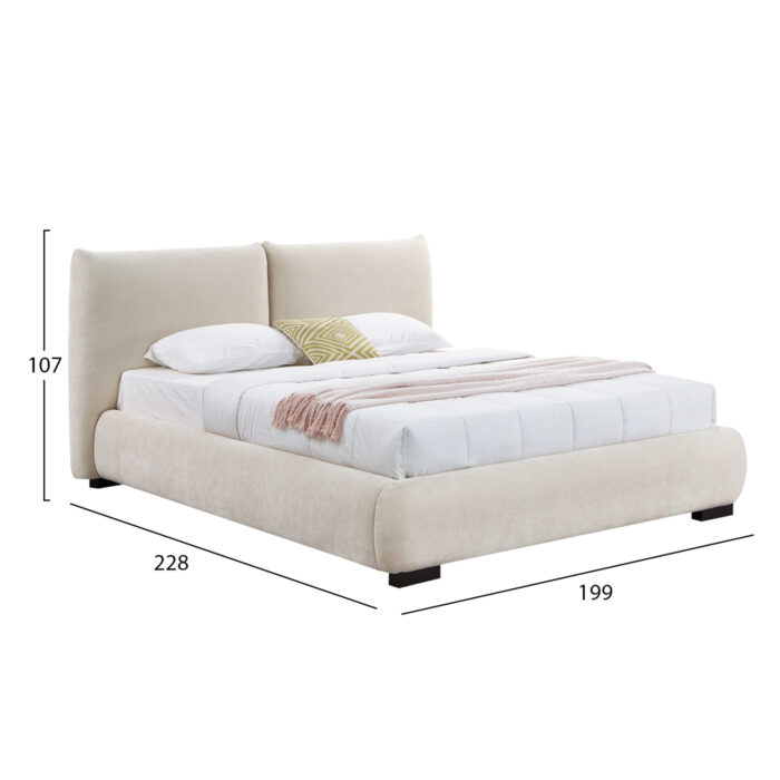 ΚΡΕΒΑΤΙ ΔΙΠΛΟ ΜΕ ΑΠΟΘ.ΧΩΡΟ NUVIA SM728.03 ΜΠΕΖ FAUX FUR ΥΦΑΣΜΑ--ΣΤΡΩΜΑ 160x200εκ - Image 3