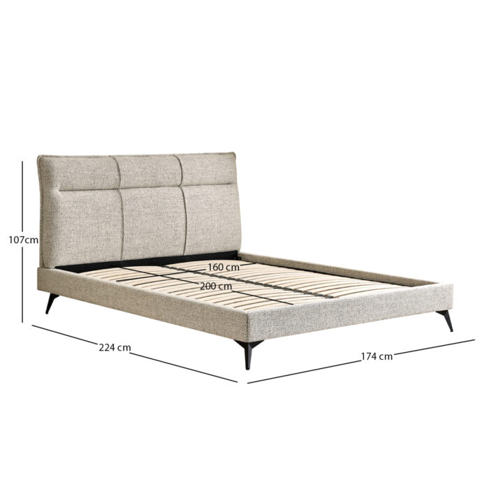 ΚΡΕΒΑΤΙ LIGNUM SM733.03 ΜΠΕΖ ΥΦΑΣΜΑ-- ΓΙΑ ΣΤΡΩΜΑ 160x200εκ - Image 3