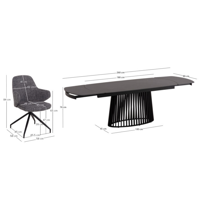 ΣΕΤ ΤΡΑΠΕΖΑΡΙΑΣ 7ΤΜΧ MEMNON SM21240 ΚΕΡΑΜΙΚΟ TOP--ΓΚΡΙ ΥΦΑΣΜΑ - Image 3