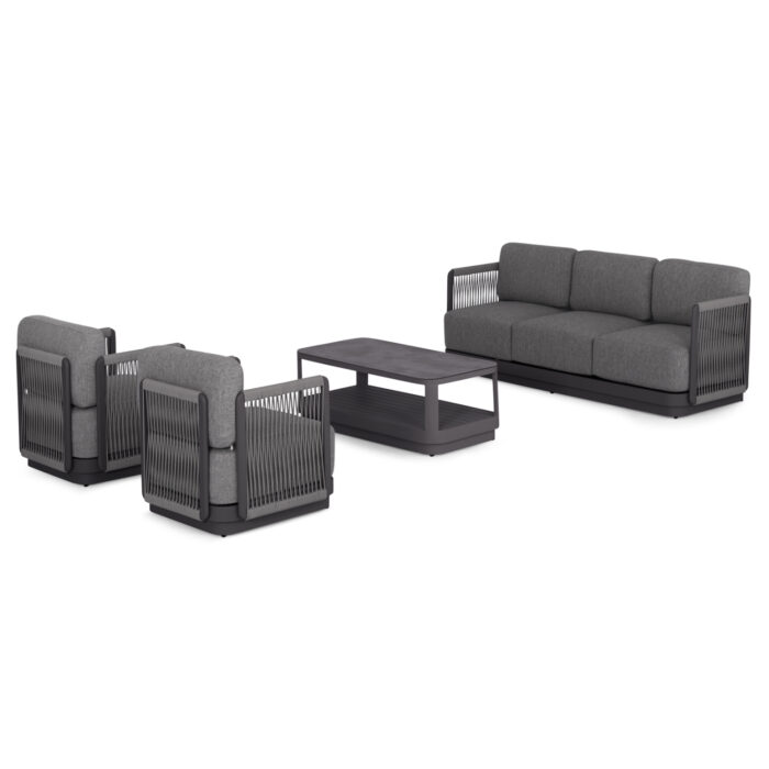 OUTDOOR LOUNGE SET 4PCS SERIES ELYSIA SM6186.01 DARK GREY ALUMINUM-ROPE-P.E.FABRIC - Image 3
