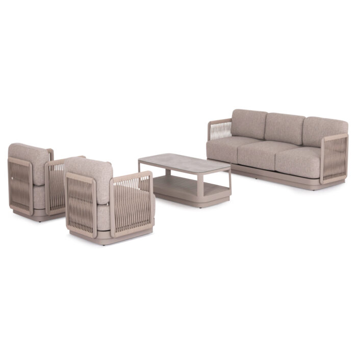 OUTDOOR LOUNGE SET 4PCS SERIES ELYSIA SM6186.02 CHAMPAGNE-COLORED ALUMINUM-ROPE-P.E.FABRIC - Image 3