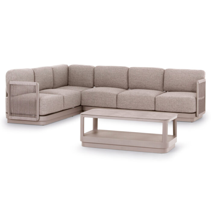 Outdoor Corner Lounge Set 3pcs series Elysia SM6187.02 Champagne-colored aluminum-Rope- P.E. fabric - Image 3