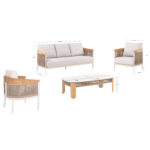 OUTDOOR LOUNGE SET 4PCS SERIES ETHEREAL SM6165 ALUMINUM-ROPE-TEAK WOOD-SINTERED STONE - Image 3