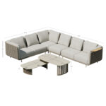 OUTDOOR LOUNGE SET 6PCS SERIES NEXUS SM6178 ALUMINUM-TWISTED RATTAN-TEAK-SINTERED STONE - Image 3