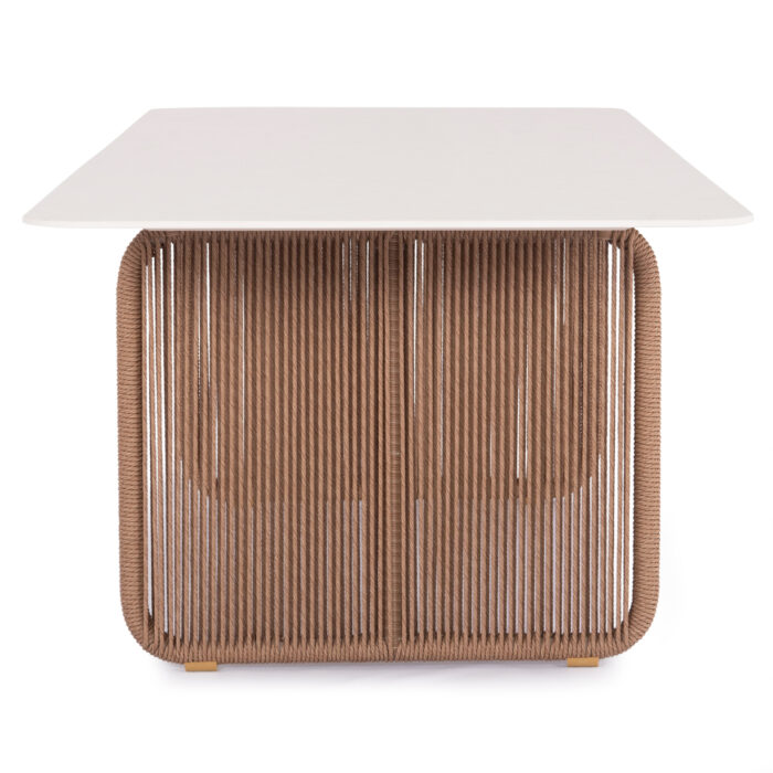 ALUMINUM DINING TABLE SERIES DESTINY SM6169 IVORY SINTERED STONE-TWSITED WICKER 240x100x73.5Hcm. - Image 3