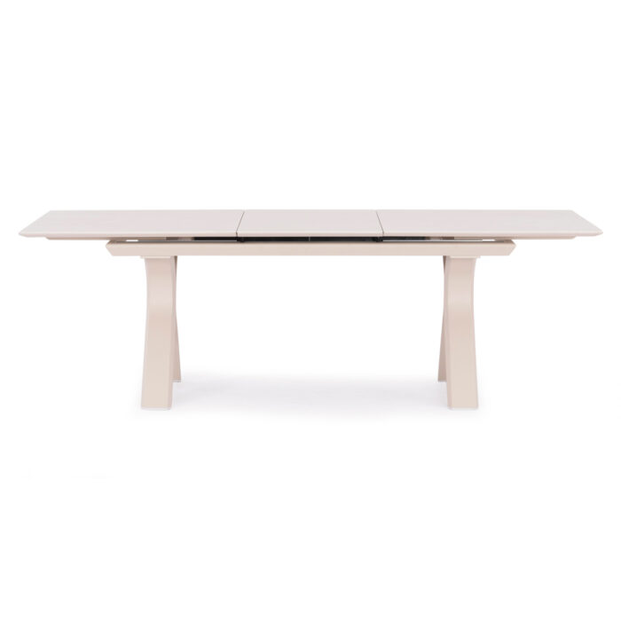 EXPANDABLE ALUMINUM DINING TABLE ANDROMEDA (L) SM6184 FRAME & SINTERED STONE TOP IN IVORY COLOR 240-300x100x76.5H - Image 3