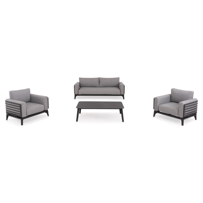 OUTDOOR LOUNGE SET 4PCS ORION SM6192.01 DARK GREY ALUMINUM & GREY OLEFIN - Image 3