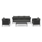 OUTDOOR LOUNGE SET 4PCS SERIES POLARIS SM6211.01 DARK GREY ALUMINUM-STRAPS-OLEFIN - Image 3