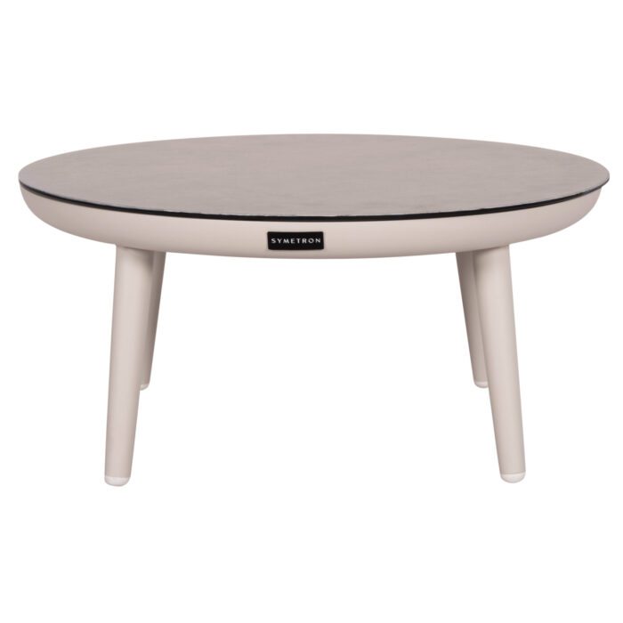 OUTDOOR COFFEE TABLE ROUND ZODIAC SM6214.02 CREAM WHITE ALUMINUM & GREY 3D PRINT GLASS TOP-Φ60x28Hcm. - Image 3