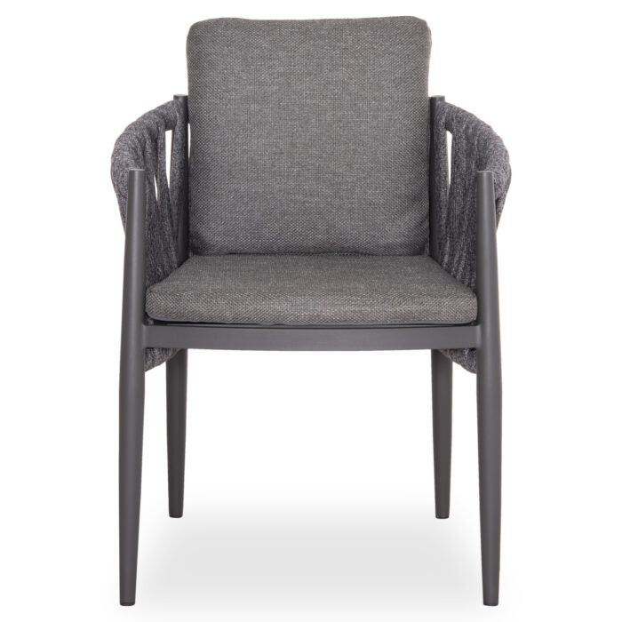 DINING ARMCHAIR KWEEN SM6210.01 DARK GREY ALUMINUM-P.E.STRAP ROPE-OLEFIN FABRIC 59x60x76Hcm. - Image 3