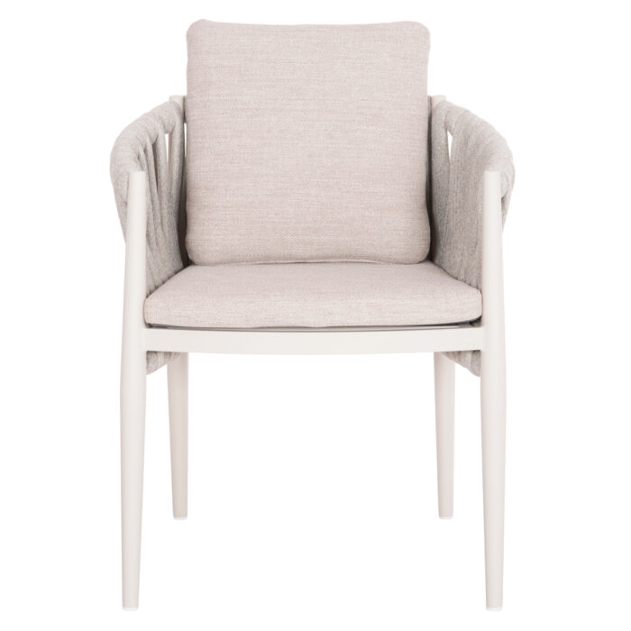 DINING ARMCHAIR KWEEN SM6210.02 CREAM WHITE ALUMINUM-BEIGE P.E.STRAP ROPE-OLEFIN FABRIC 59x60x76Hcm. - Image 3