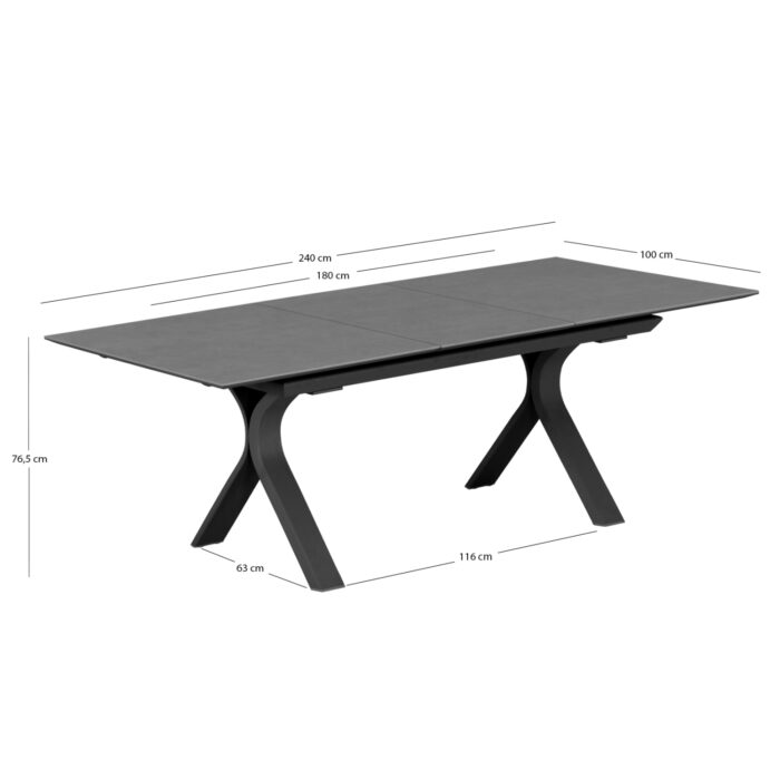 EXPANDABLE ALUMINUM DINING TABLE ANDROMEDA (S) SM6183.02 FRAME & SINTERED STONE TOP IN GREY COLOR 180-240x100x76.5H - Image 3