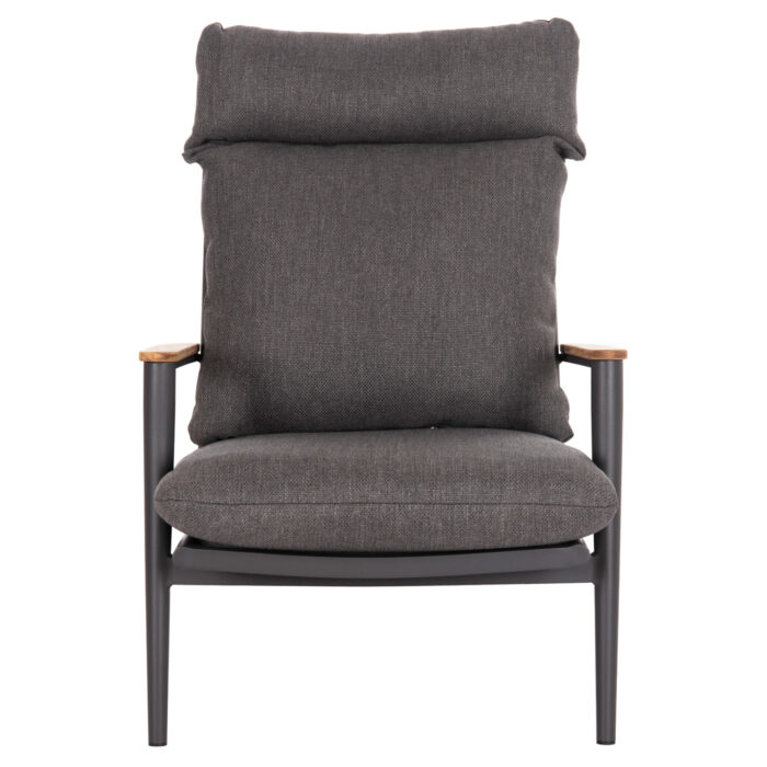 LOUNGE ARMCHAIR ZODIAC SM6213.01 ALUMINUM-ROPE-OLEFIN IN DARK GREY-TEAK WOOD ARMRESTS 76x77,5x97Hcm. - Image 3