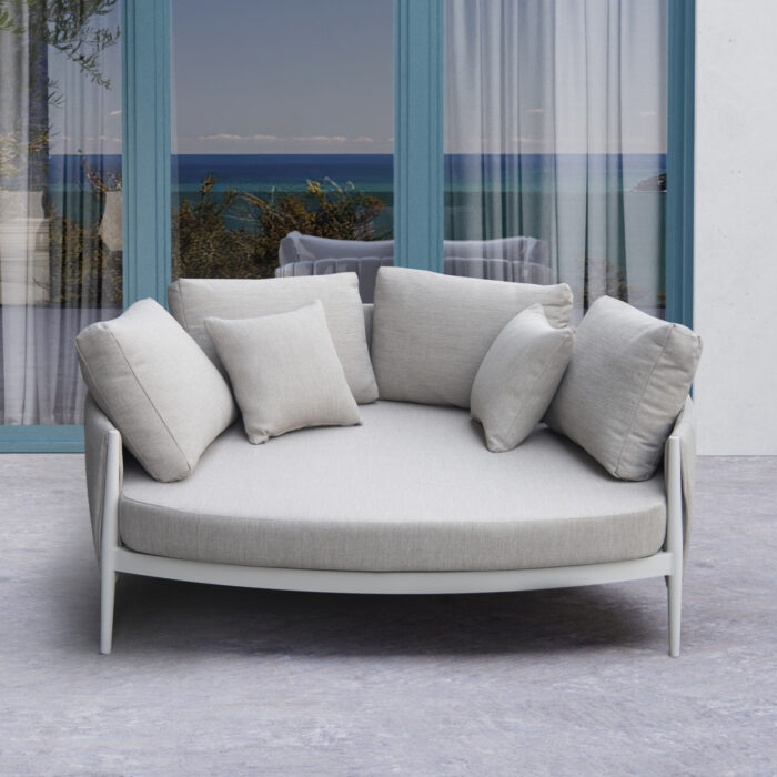 DAYBED 2-SEATER MAVERICK SM6216.02 ALUMINUM IN CREAM WHITE-OLEFIN & STRAP 164x144x70Hcm. - Image 3