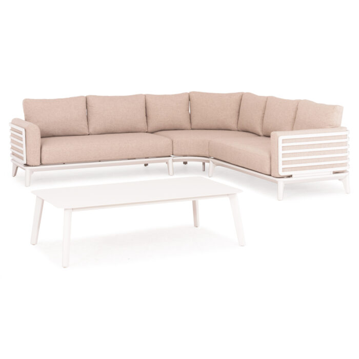 OUTDOOR LOUNGE SET 4PCS ORION CORNER SM6191.02 WHITE ALUMINUM & BEIGE OLEFIN - Image 3