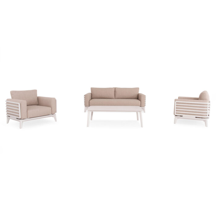 OUTDOOR LOUNGE SET 4PCS ORION SM6192.02 WHITE ALUMINUM & BEIGE OLEFIN - Image 3