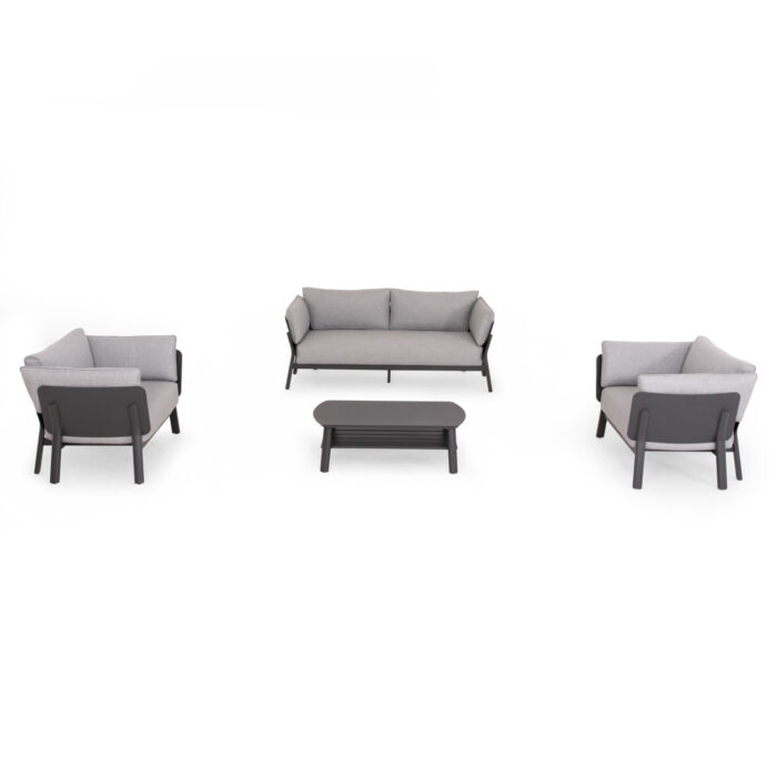 OUTDOOR LOUNGE SET 4PCS ENASTRON SM6194.01 DARK GREY ALUMINUM & GREY OLEFIN FABRIC - Image 3