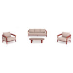OUTDOOR LOUNGE SET 4PCS EUTOPIA SM6237.05 ALUMINUM IN RED-OLEFIN IN BEIGE-PRINTED GLASS - Image 3