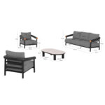 OUTDOOR LOUNGE SET 4PCS EUTOPIA SM6237.01 ALUMINUM-OLEFIN-PRINTED GLASS IN DARK GREY - Image 3