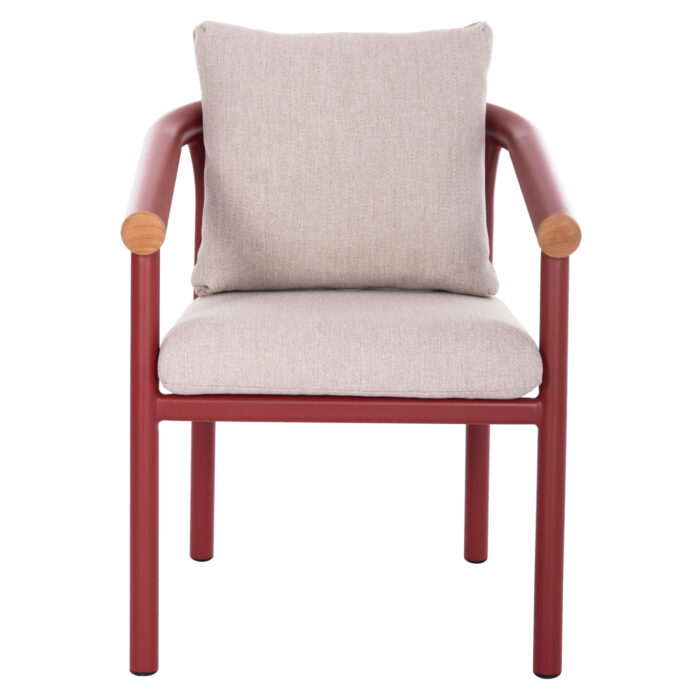 DINING CHAIR SERIES EUTOPIA SM6239.05 ALUMINUM IN RED-BEIGE OLEFIN FABRIC 62x66x78Hcm. - Image 3