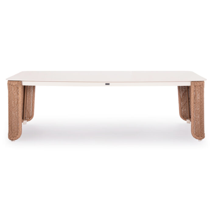 ALUMINUM DINING TABLE SERIES DESTINY SM6318 IVORY FRAME-WICKER-SINTERED STONE TOP 240x110x75Hcm. - Image 3