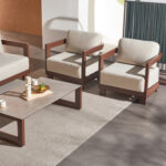 OUTDOOR LOUNGE SET 4PCS SERIES LEGACY SM6254.07 ALUMINUM IN TERRACOTA COLOR-CREAM WHITE SINTERED STONE - Image 3