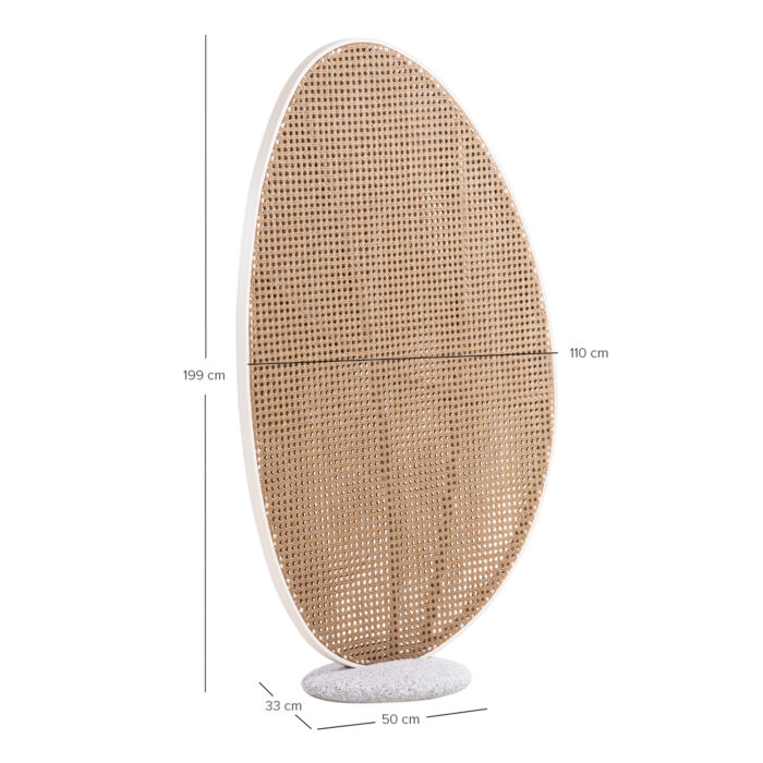 ALUMINUM SCREEN DIVIDER KOMORABI (L) SM6180.01 IVORY COLOR FRAME-WICKER IN BEIGE 110x33x199Hcm. - Image 3