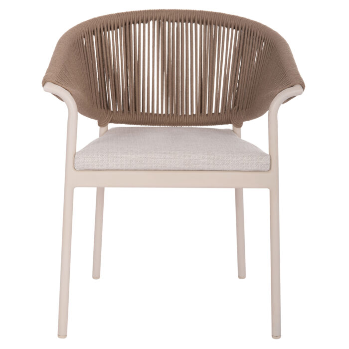 ALUMINUM DINING CHAIR STELLAR SM6320 IVORY FRAME & CUSHION-NATURAL ROPE 64,5x60x78,5Hcm - Image 3