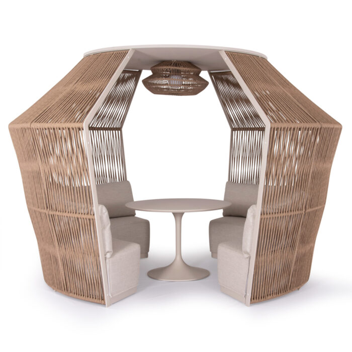 GAZEBO-ROUND TABLE LOUNGE SET SERIES DIAMOND SM21074 IVORY ALUMINUM-TWIST WICKER BEIGE 302x333x222H - Image 3