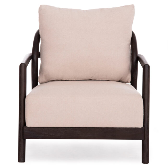 ARMCHAIR PRISTINE SM9964 MAHOGANY WOOD IN BLACK-ROPE-CREAM WHITE CUSHION 70x77x71,5Hcm. - Image 3